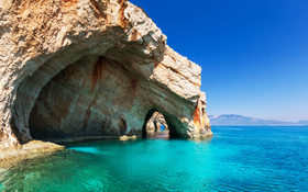 Unrealistic sea caves on Zakynthos, Greece