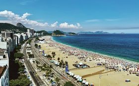 Vibrant Copacabana beach in Rio de Janeiro