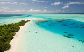 View from the sky on Kudahuvadhoo, Central Province, Maldives