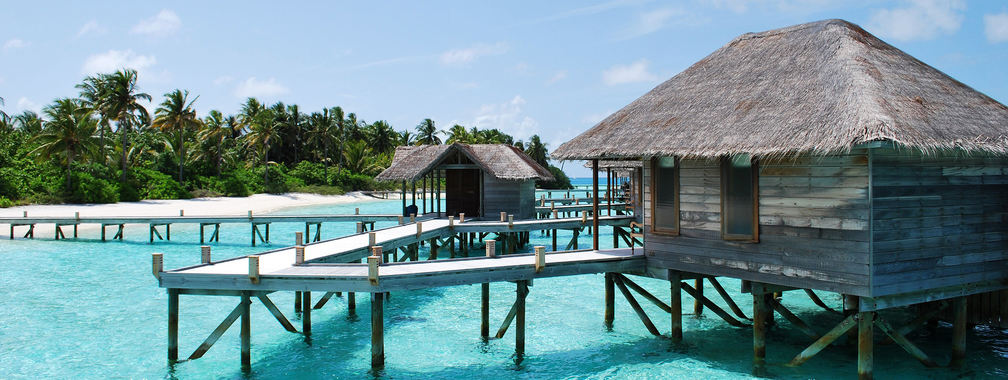 View on relaxing bungalow in the Maldives