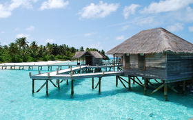 View on relaxing bungalow in the Maldives