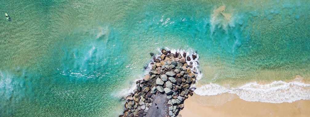 Walking path by Coolangatta beach, Australia