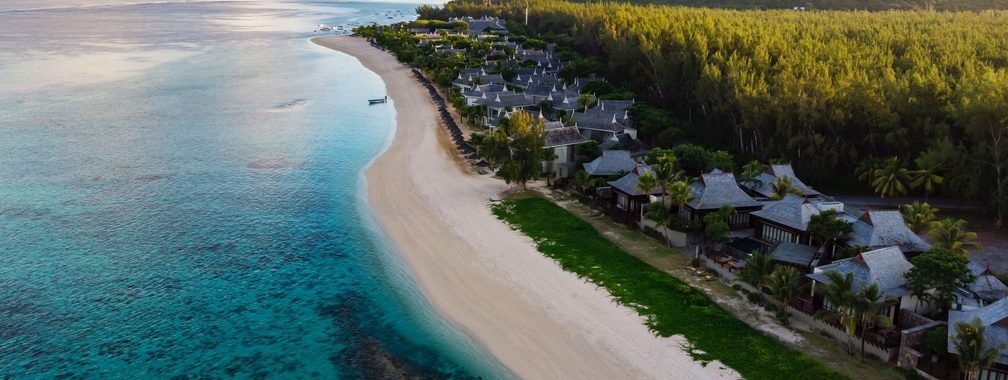 Waves roll up onto the shore at Mauritius