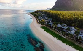 Waves roll up onto the shore at Mauritius